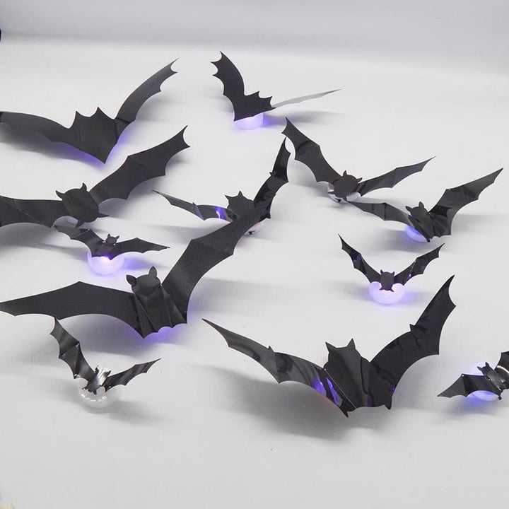 Decorative 3D bat LED, glowing purple, perfect for adding a spooky touch to Halloween walls