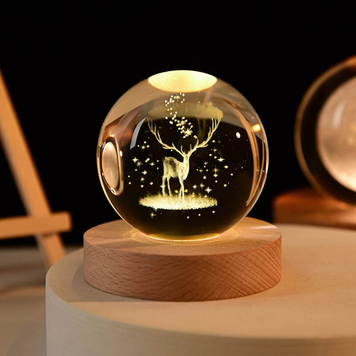 Bedroom nightlight: 3D engraved crystal, soft light, perfect on a bedside table