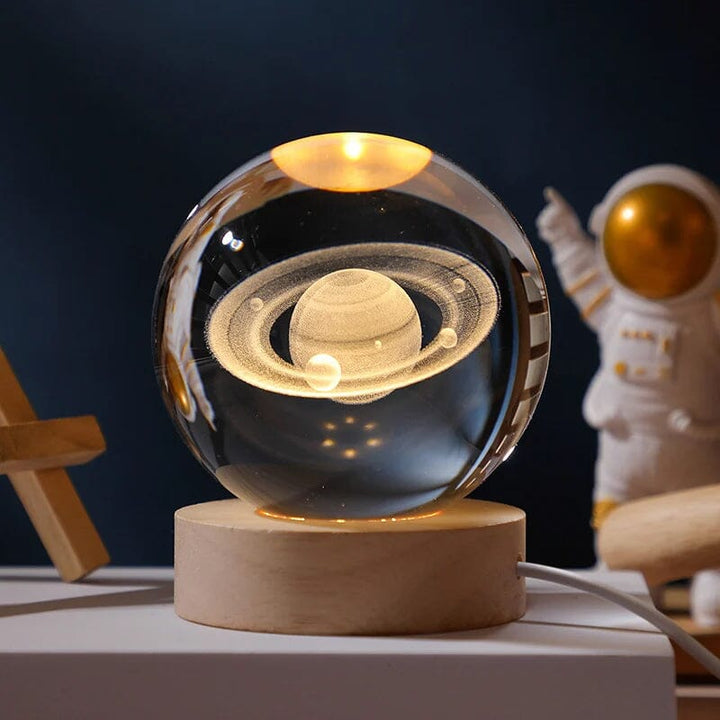 Nightlight with unique 3D engraved crystal sphere, perfect mood lighting