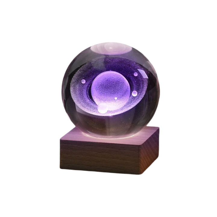 Illuminated 3D galaxy crystal ball, a unique night light creating a celestial display on any surface
