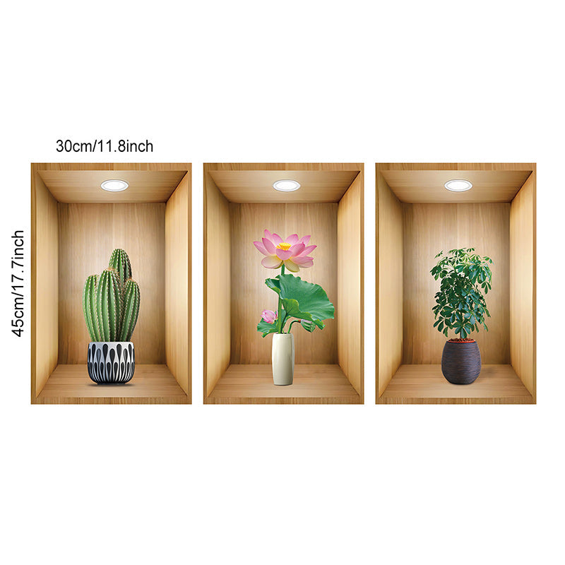 Customer photo of 3D floral vase wall decal in a modern home, aesthetic room decor