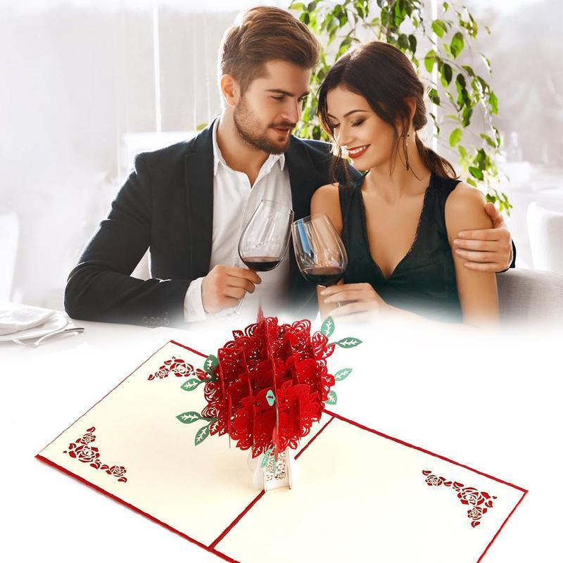 3D pop-up rose bouquet greeting card, perfect for Valentine's, Mother's Day, or anniversary gift