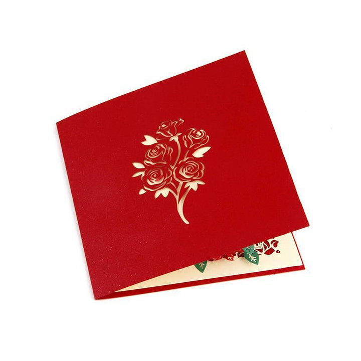 Unisex greeting card, a beautiful pop-up rose bouquet for expressing love and heartfelt wishes
