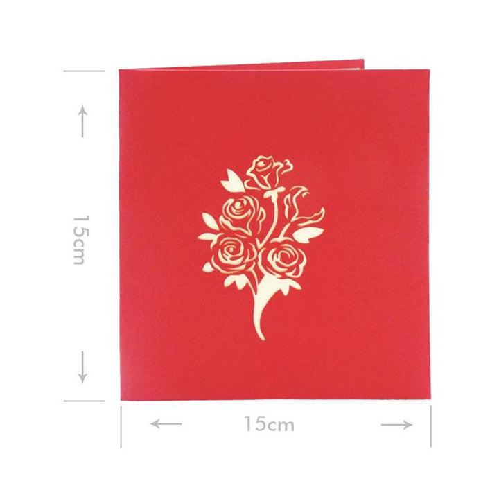Pop-up card with an artistic rose bouquet, a memorable and unique gift for anniversaries or Mother's Day