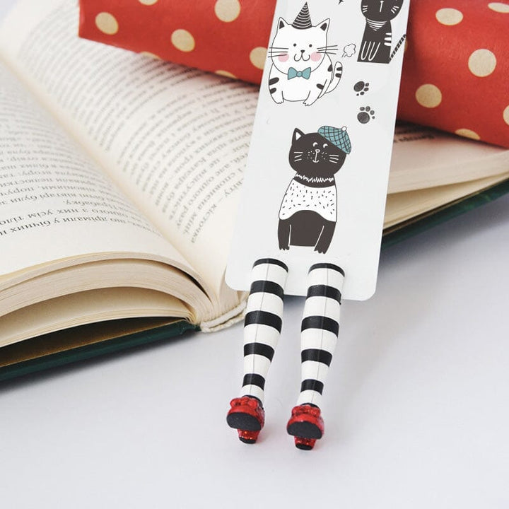 Fantasy-themed bookmark, 3D witch legs in classic striped tights, a standout reading companion