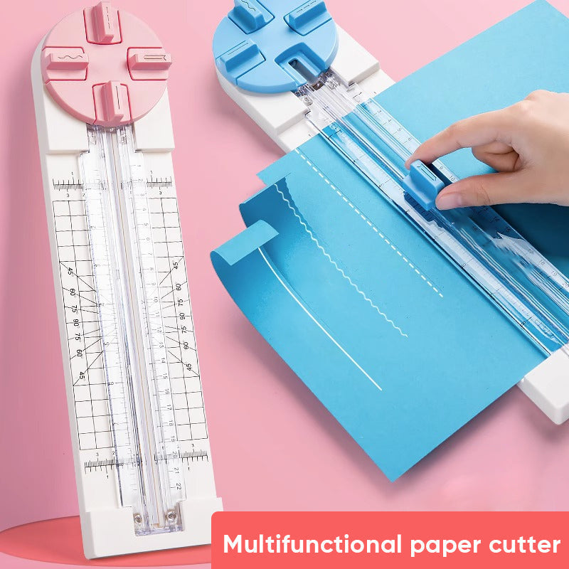 Versatile rotary paper trimmer with interchangeable blades for various DIY crafts