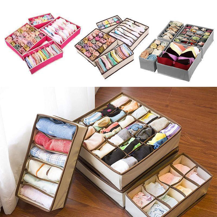 4-pack foldable closet underwear organizer set for drawer storage