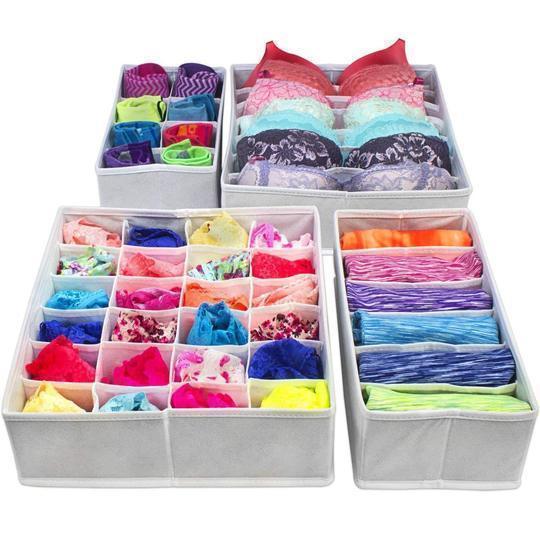 Foldable underwear drawer dividers for improved home organization