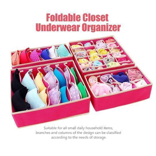 Foldable underwear and sock organizer for bedroom drawer and closet