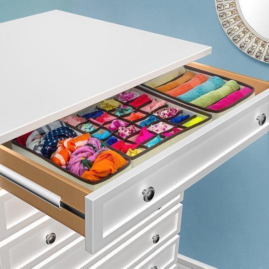 Non-woven foldable closet organizer for underwear storage, set of 4