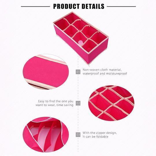 Underwear organizer with multiple compartments, foldable for small spaces