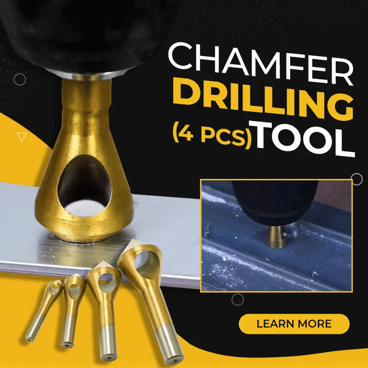4 pc titanium coated HSS countersink chamfer tool set for precise woodworking and metalworking