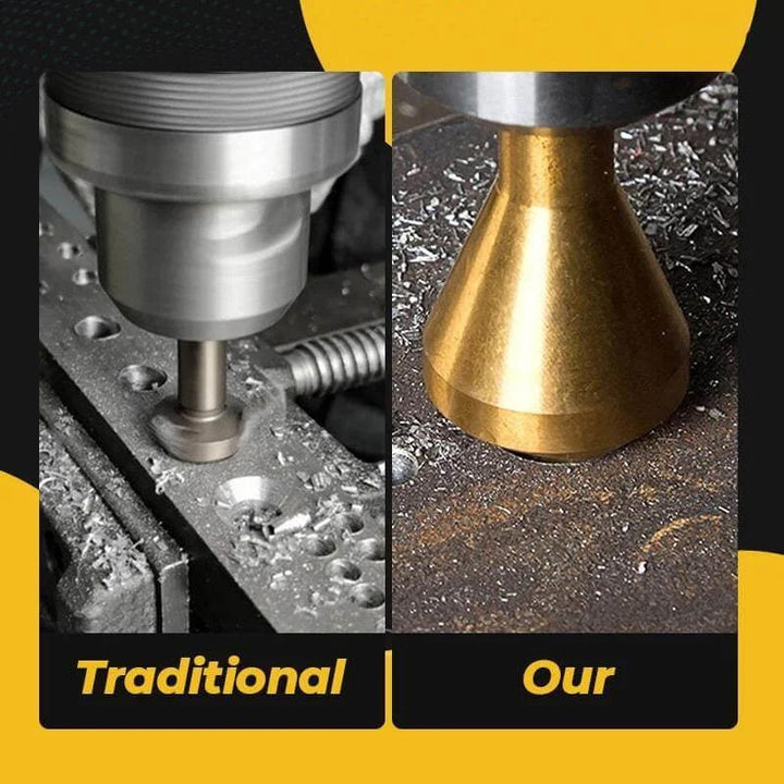 Detail view of the chamfer tool from the 4 pc titanium coated HSS hand tools set