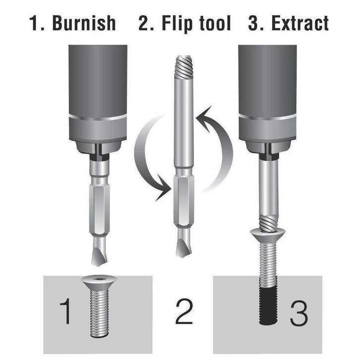 Screw extractor bit from the 4-piece set, designed to remove stubborn and broken screws easily