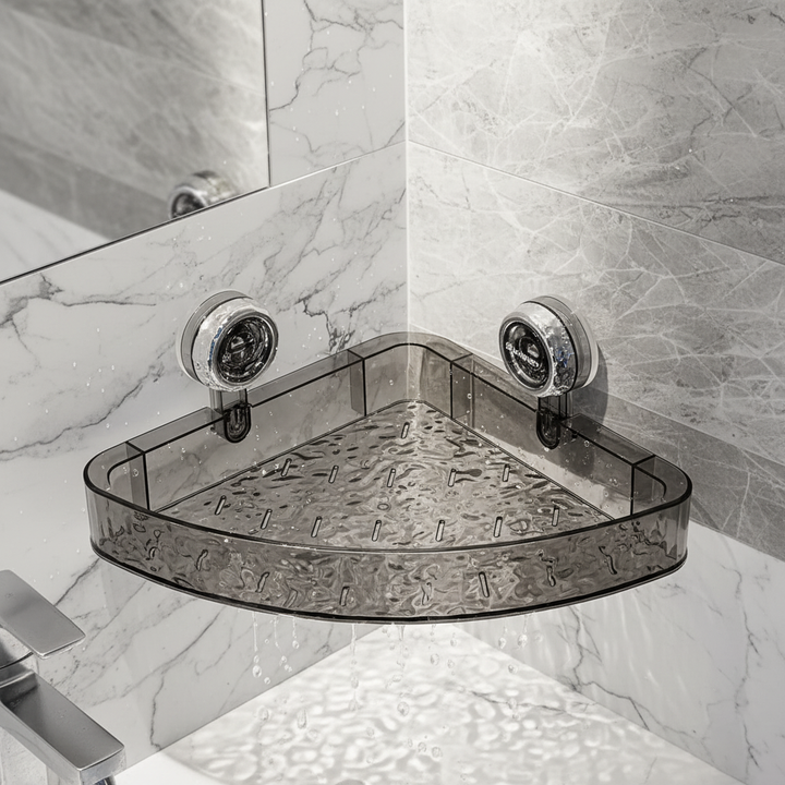 No-Drill Bathroom Wall Storage with Strong Suction Cups