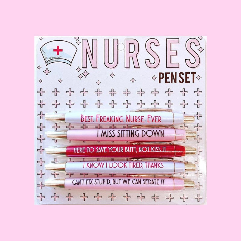 Humorous nursing pens with medical jokes, perfect nurse appreciation gift or coworker present