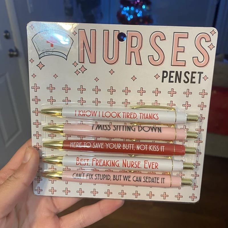 Nursing appreciation gift: 5 funny ballpoint pens with healthcare-themed puns and quotes