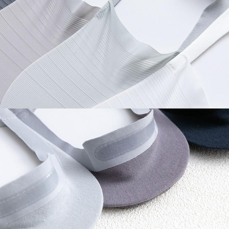 Close-up of the seams and construction of a durable no-show ice silk ankle sock for quality assurance