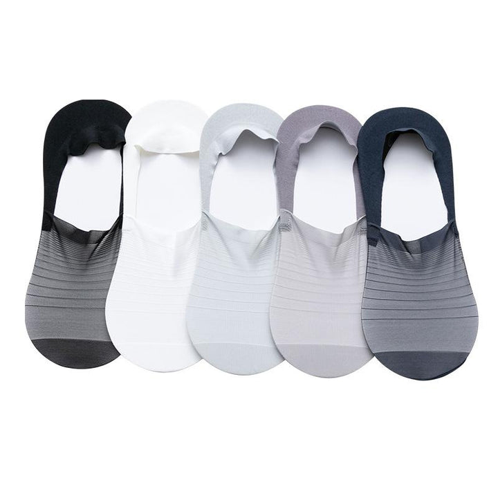 Array of no-show ice silk ankle socks in different sizes, suitable for various unisex foot sizes