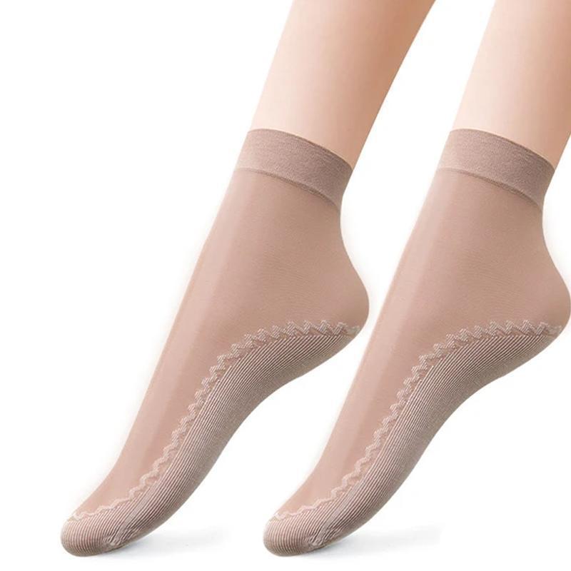 Packaging shot of women's cotton blend anti-slip socks multipack, emphasizing comfort & durability