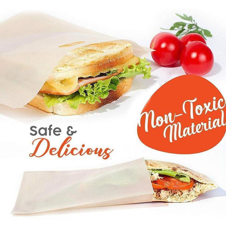 5-piece set of reusable non-stick toaster bags for grilled cheese & reheating snacks