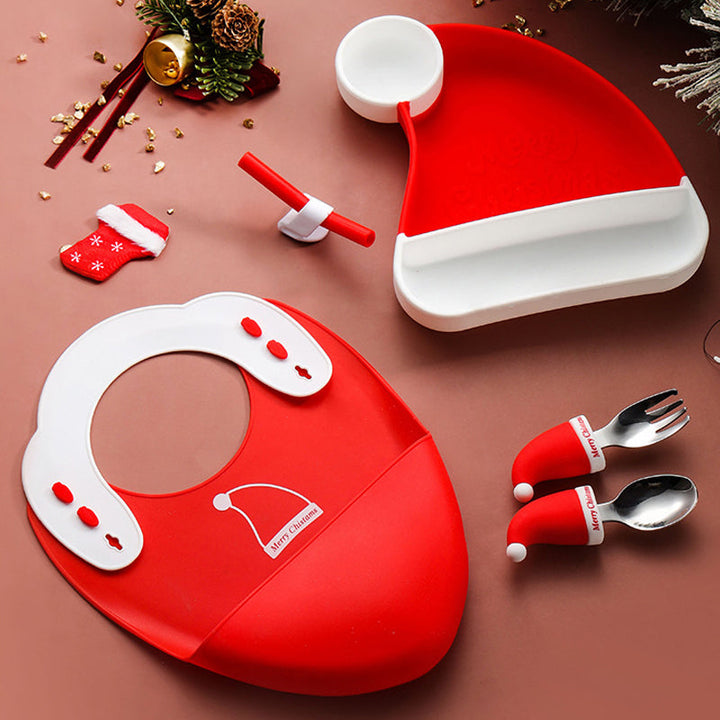 Hypoallergenic BPA-free silicone toddler feeding set with suction plate for sensitive babies