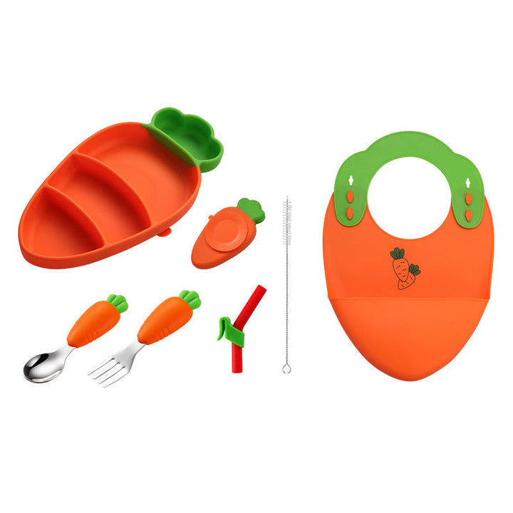 Gift-ready toddler suction plate and utensil set, a perfect present for baby showers and new parents