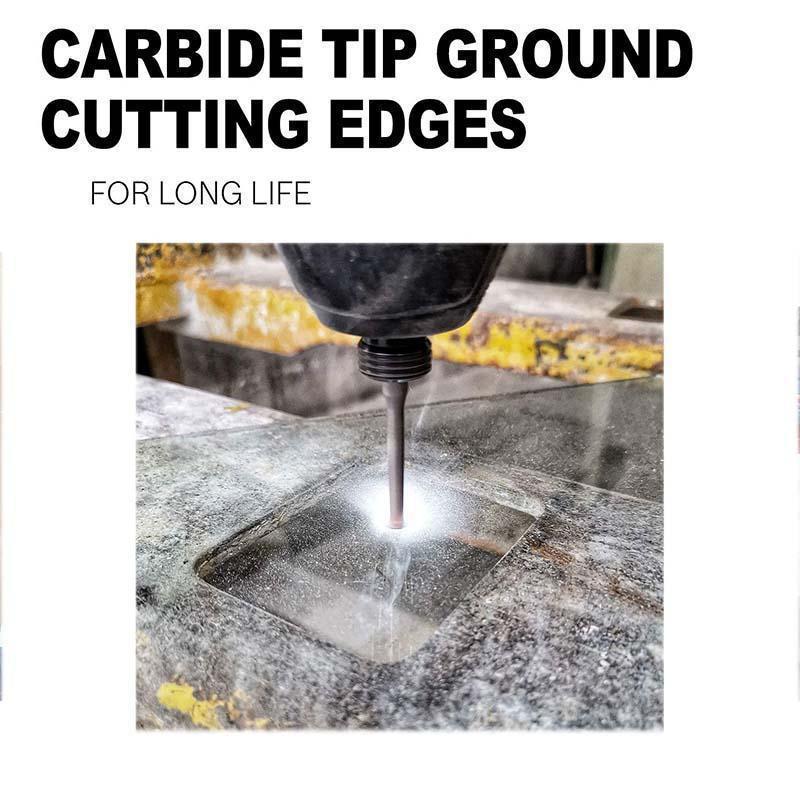 A universal drilling tool set's carbide drill bits displayed, ready for heavy-duty construction