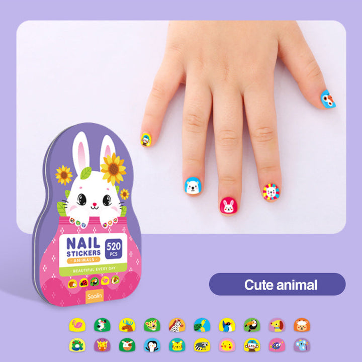 Close-up of a sheet from the Kids Nail Art Decal Sticker Set, showing cute animal designs