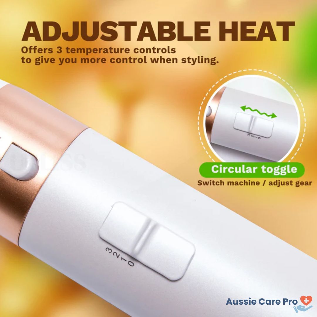 5-in-1 hair styler for women, sleek design, silver and purple, curls, straightens, dries, volumises for salon-quality styles.