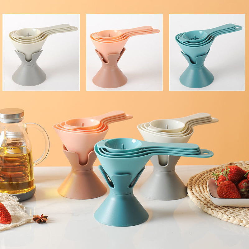 6-in-1 multifunctional kitchen funnel set with large, medium, small funnels & accessories