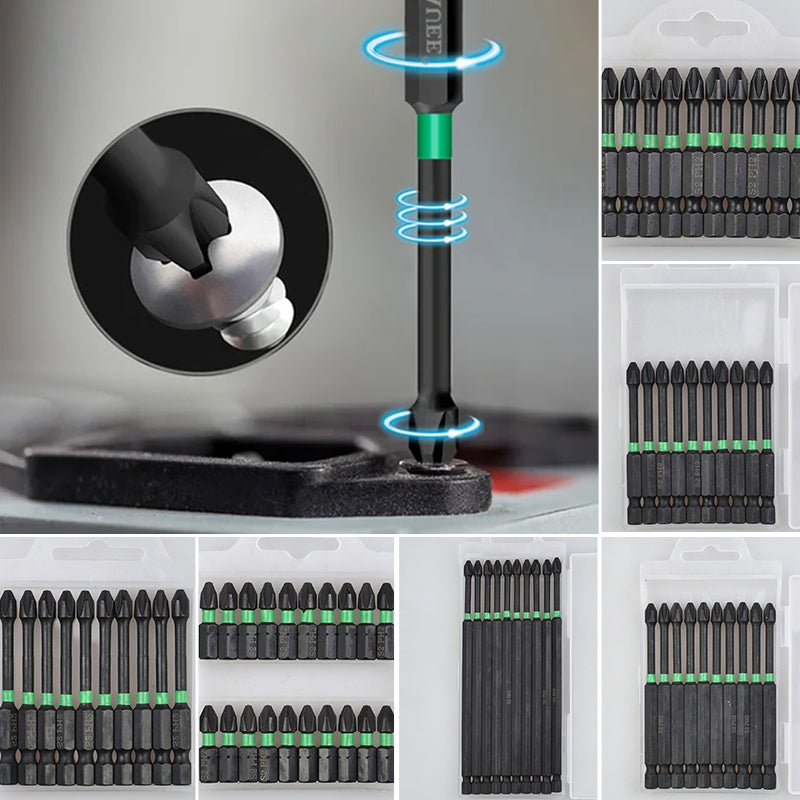 Precision-engineered 6-piece cross-head impact bits for robust screwing tasks