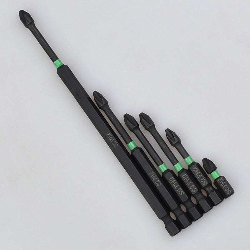 Cross-head screwdriver bits with magnetic tips shown in their packaging, 6 count