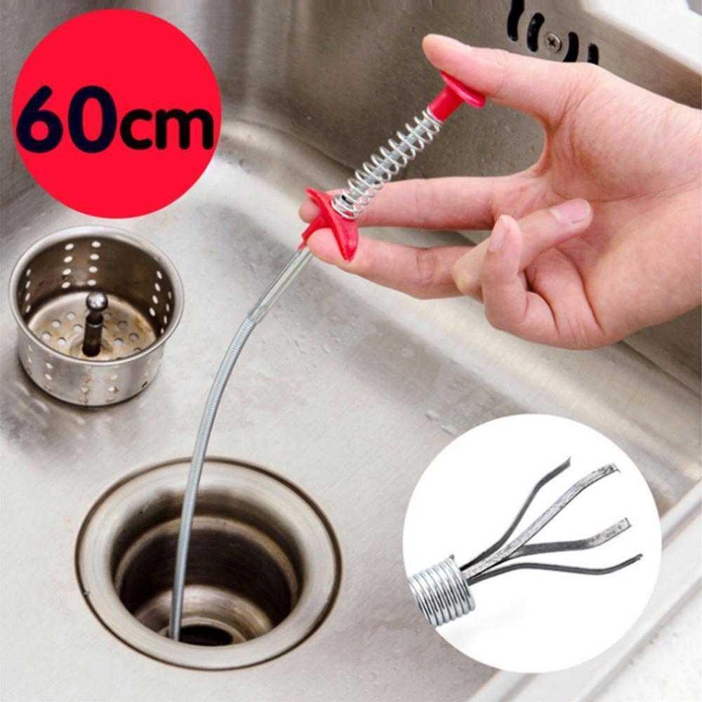 Image showing the barbed end of a 60cm sink clog remover for effective hair removal