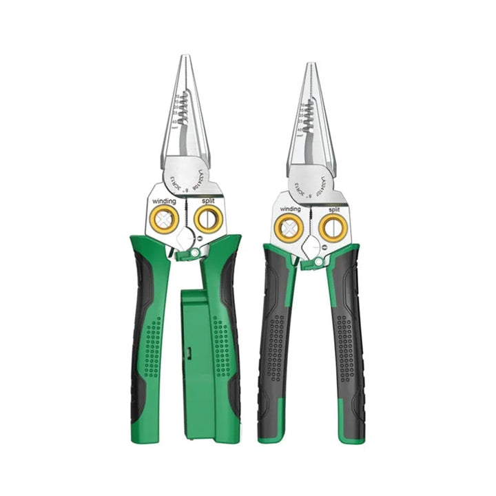 Complete set view: 7-in-1 wire stripper and multi-tool for diverse electrical tasks