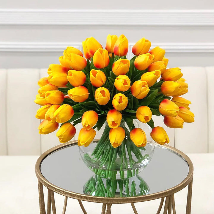 7 vibrant artificial tulip flowers bundle, perfect for home and garden decor