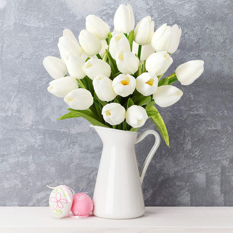 Faux tulip bouquet arranged beautifully as a centerpiece, great for any occasion