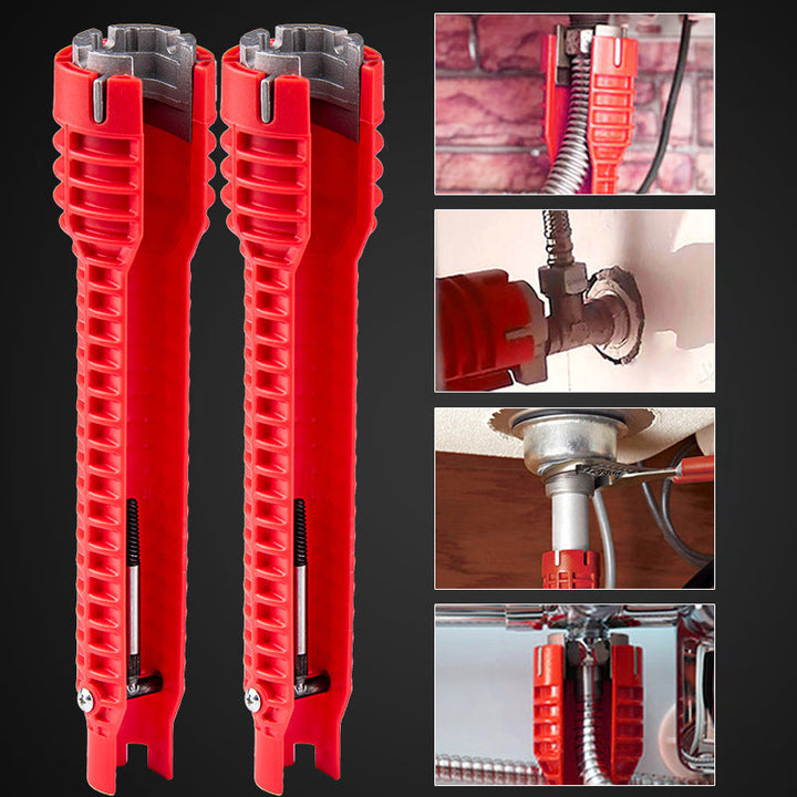 8-in-1 multifunctional basin wrench for sink and pipe installation, plumbing tool