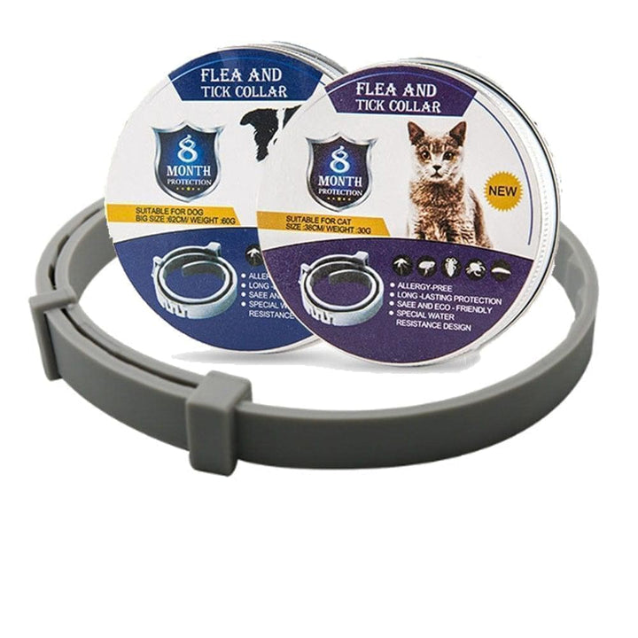 8-month waterproof flea & tick protection collar for dogs and cats. Long-lasting pet pest control.