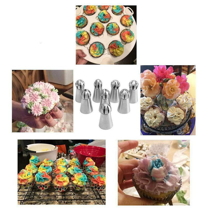 High-quality 8-piece cake decorating set with durable icing nozzles for baking.