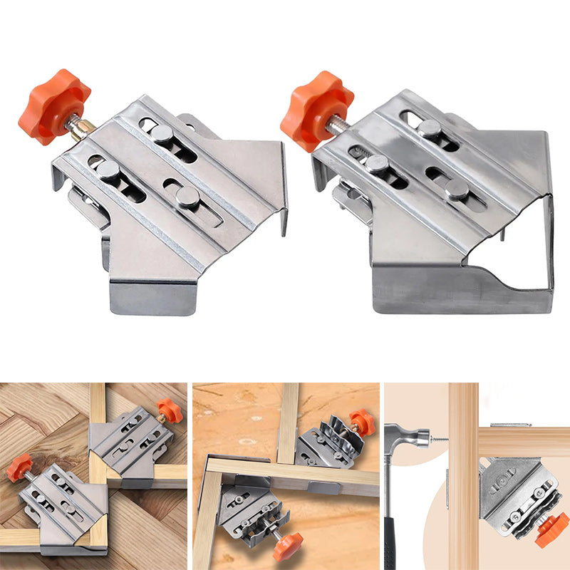Durable stainless steel universal right angle clamp for woodworking, perfect for various DIY building tasks