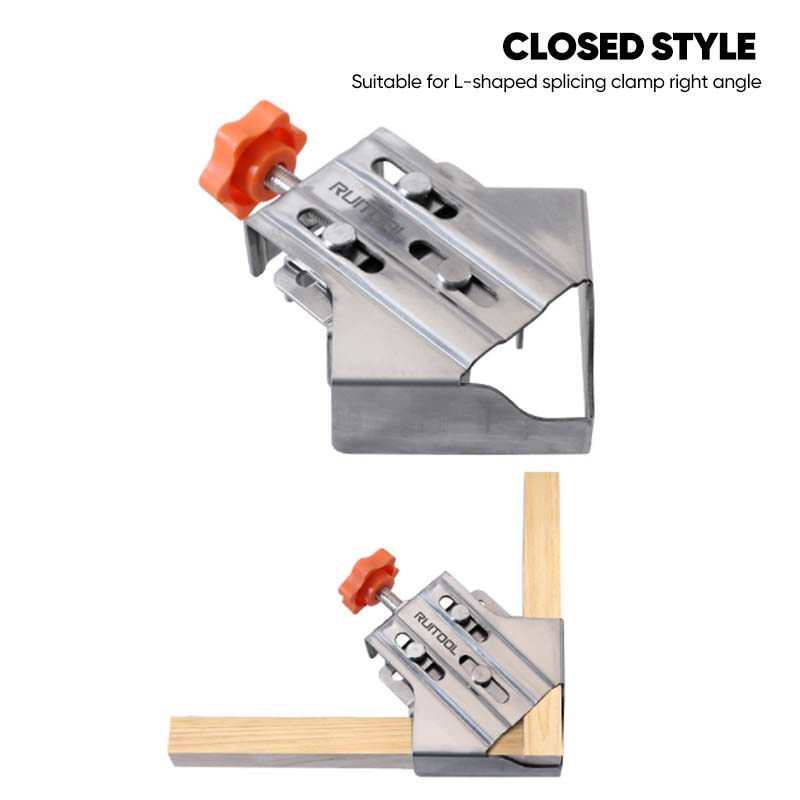 Compact 90-degree angle clamp for woodworking, easy to use and store, essential for carpentry and DIY tools