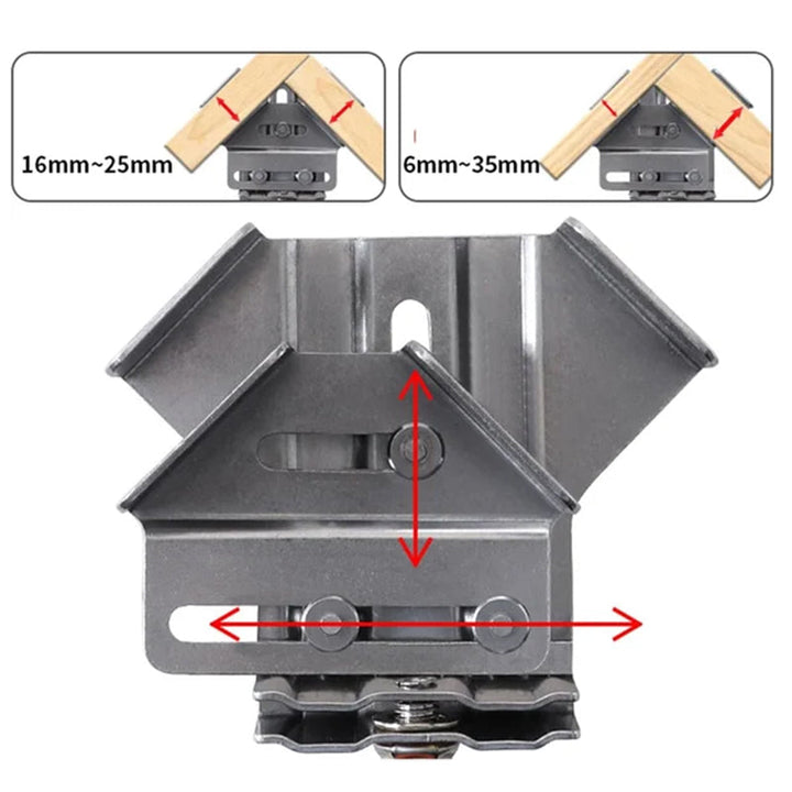 Ergonomic 90-degree angle clamp, essential hand tool for woodworking and carpentry, ensures precise fit