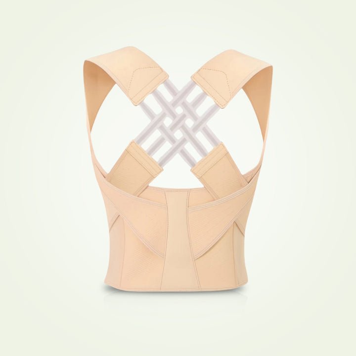 "Adjustable back support belt with massage roller for men and women shown in lifestyle setting, enhances posture and comfort.