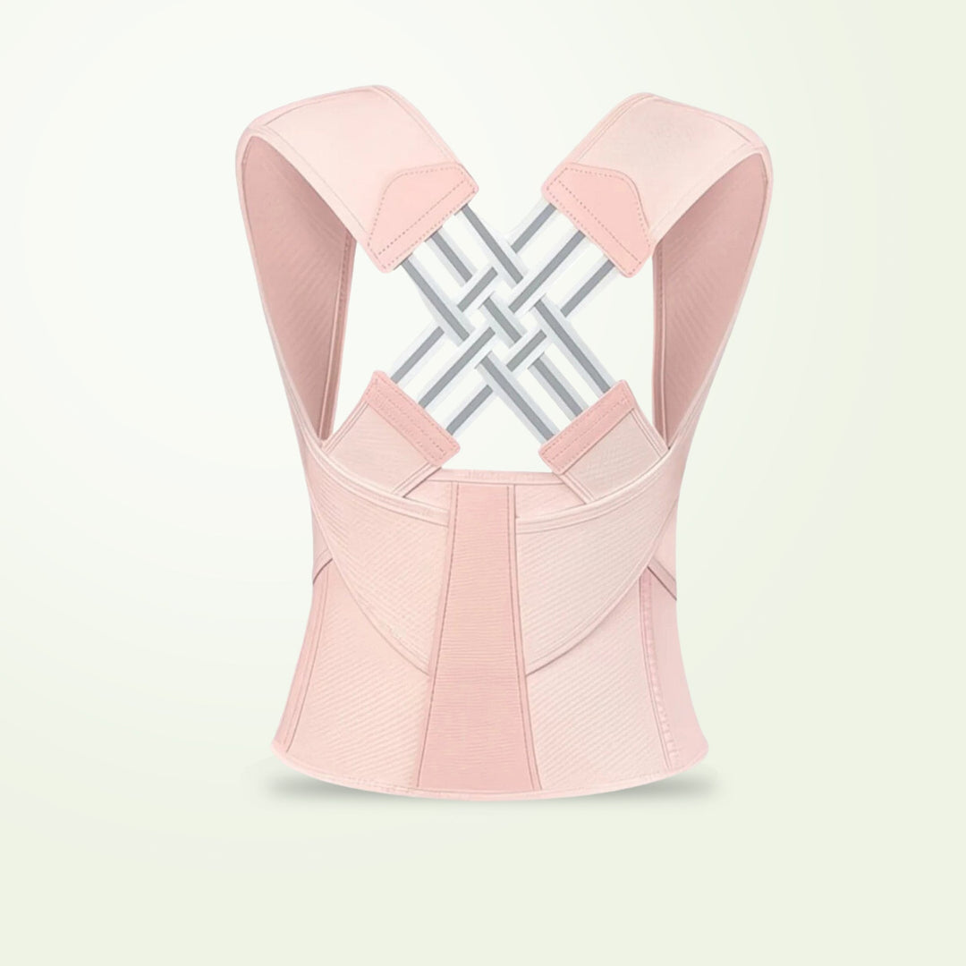 "Adjustable back support belt with massage roller for men and women shown in lifestyle setting, enhances posture and comfort.