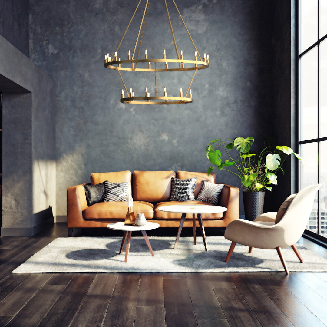 "Antique bronze 30-light wagon wheel chandelier, rustic elegance for dining rooms and kitchens, solid metal craftsmanship."