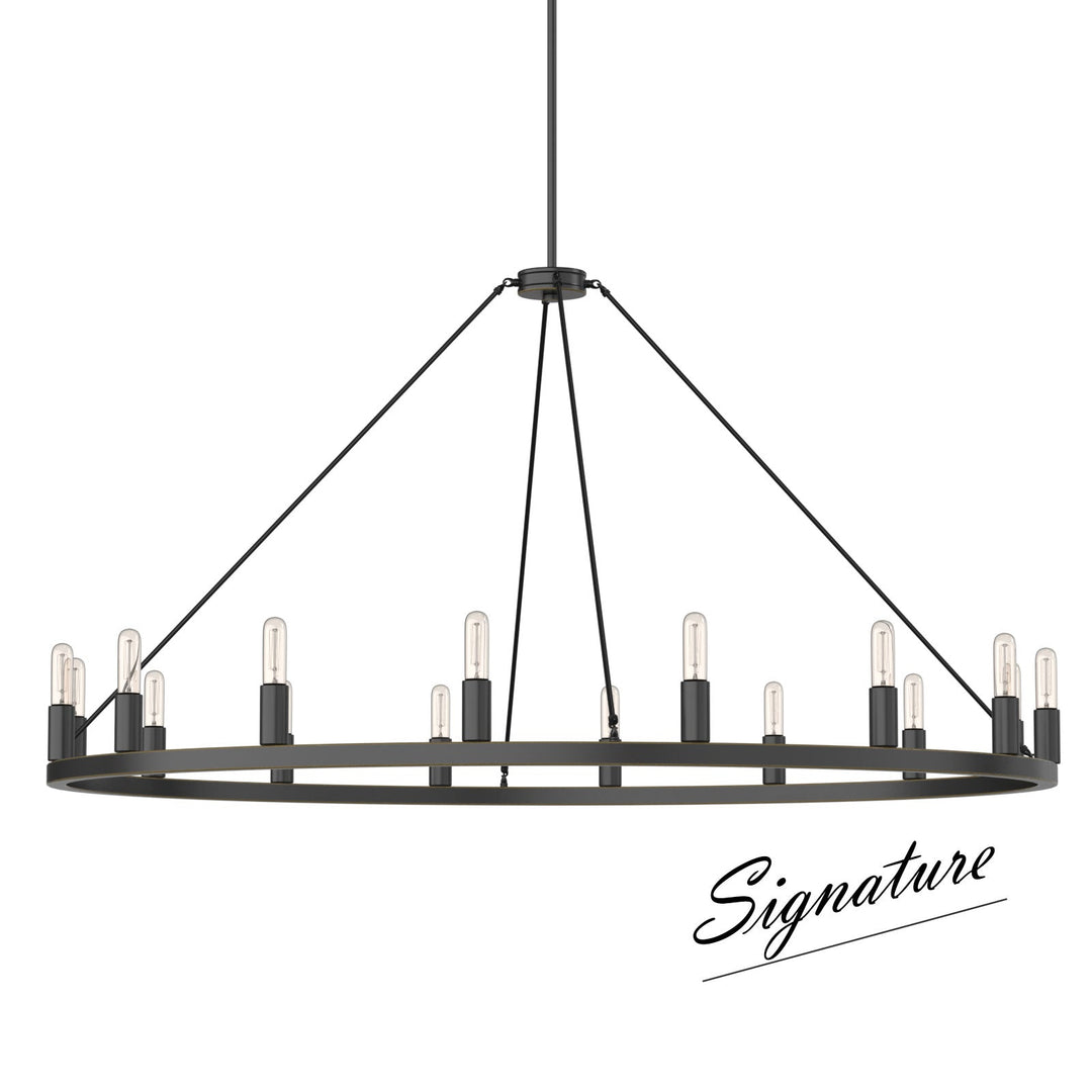 Antique bronze wagon wheel chandelier with 16 candle-style lights, rustic charm, industrial elegance in a classic design.