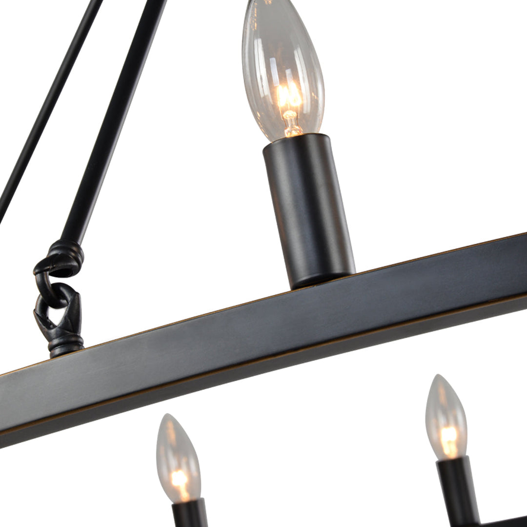 Antique bronze wagon wheel chandelier with 16 candle-style lights, rustic charm, industrial elegance in a classic design.