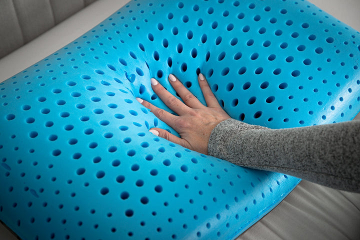 CarbonIce Pillow for all-season comfort with dual memory foam, featuring cooling tech and orthopedic design for restful sleep