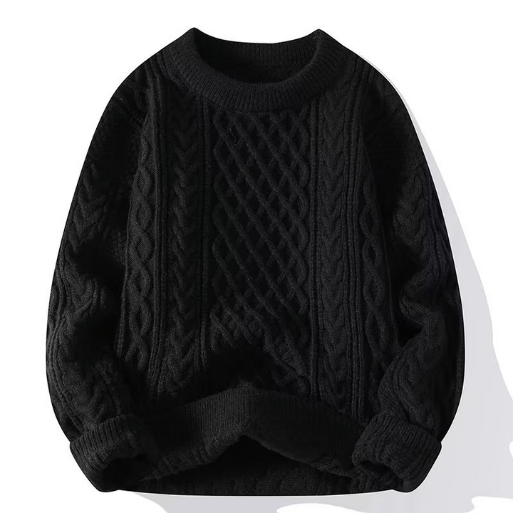 Classic knit women's sweater; cozy, round neck, hip-length, great for autumn and winter, pairs well with various outfits.